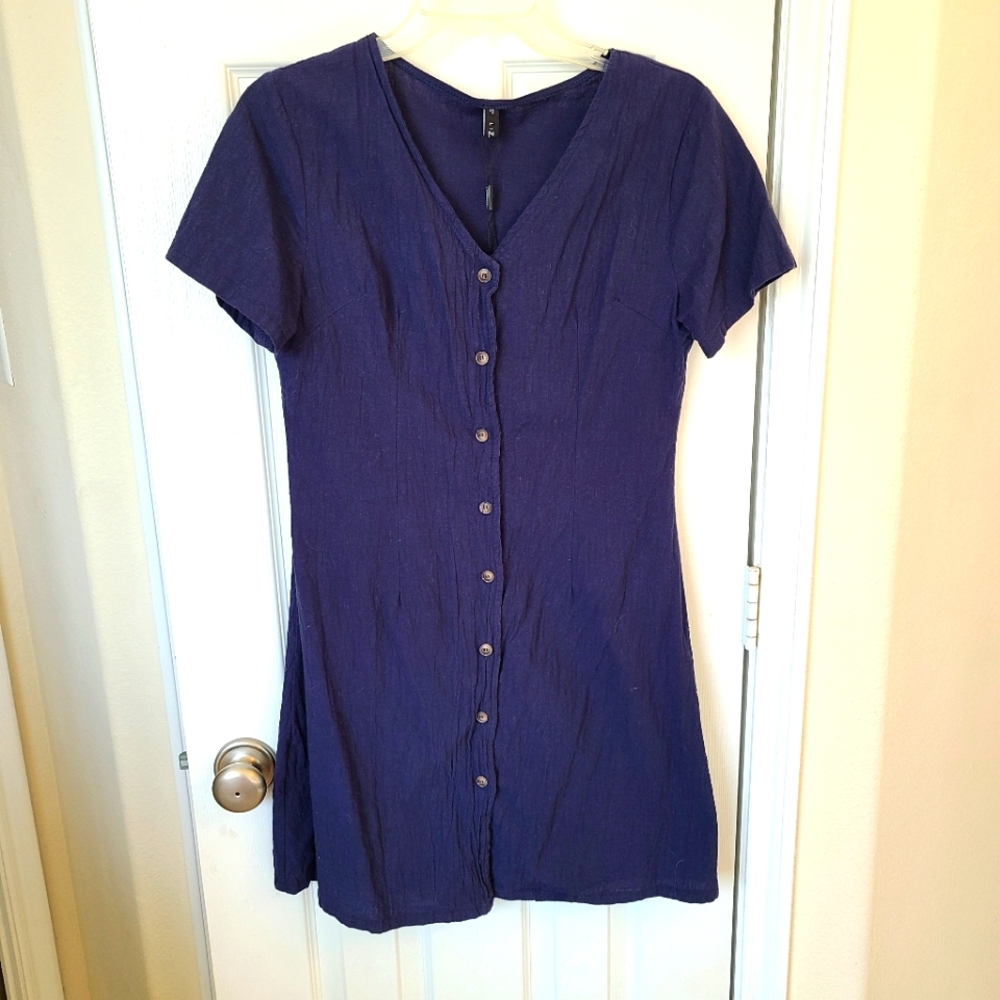 Button Down Short Sleeve Mini Dress